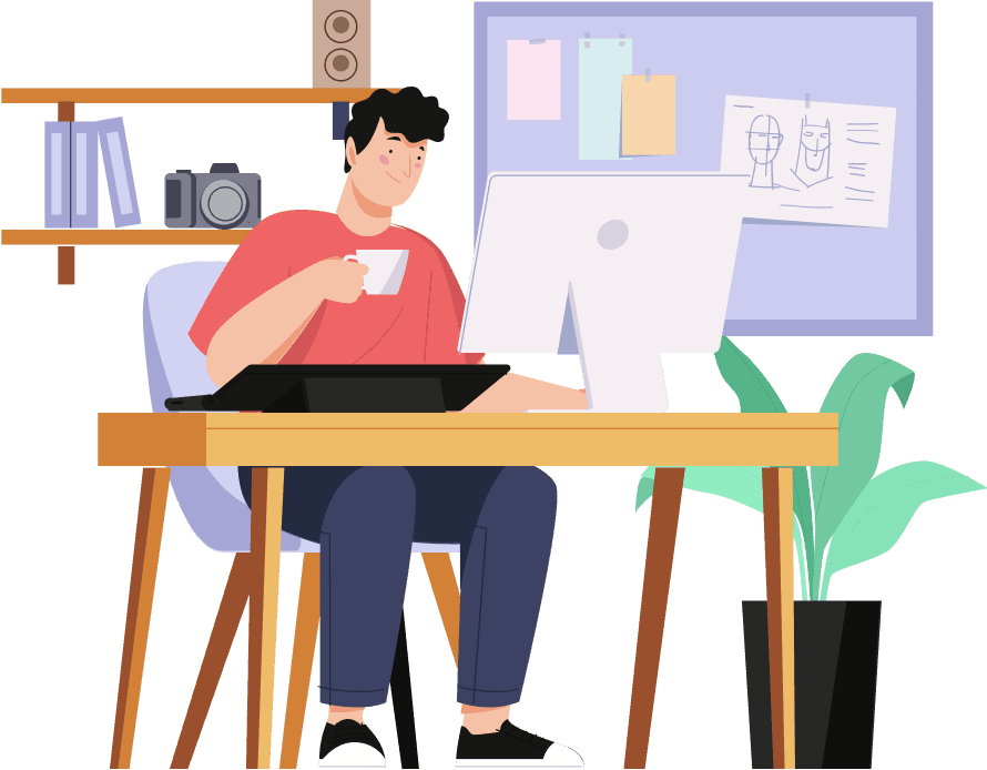 Illustration inviting families to schedule a visit at the center